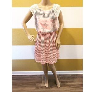 Lovesense red and white striped lace dress